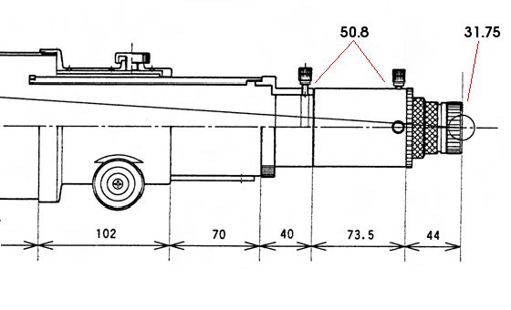 Longitudinal view of the Takahashi TSA-120 rack-and-pinion focuser